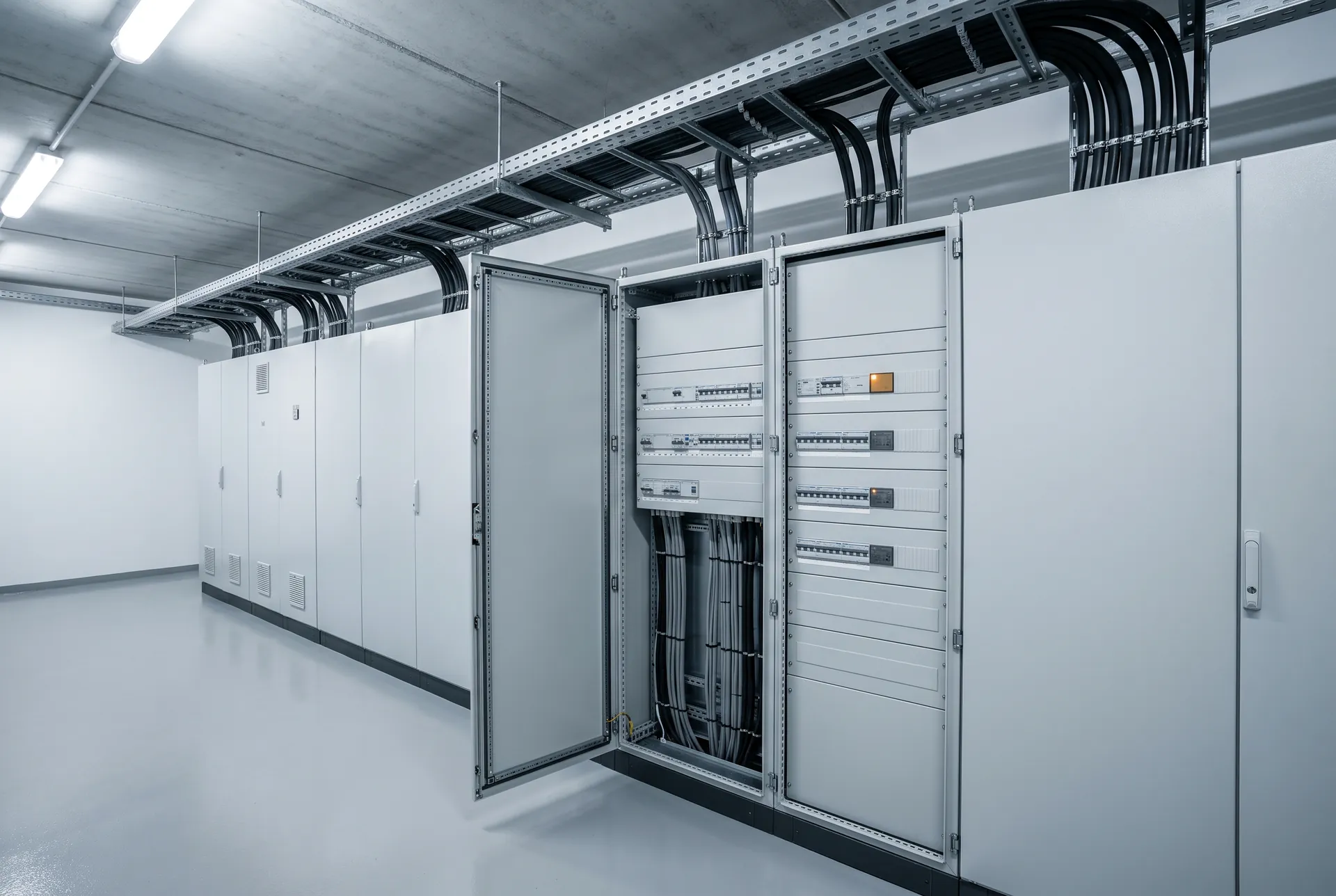 Wiązki przewodów elektrycznych przygotowane do podłączenia